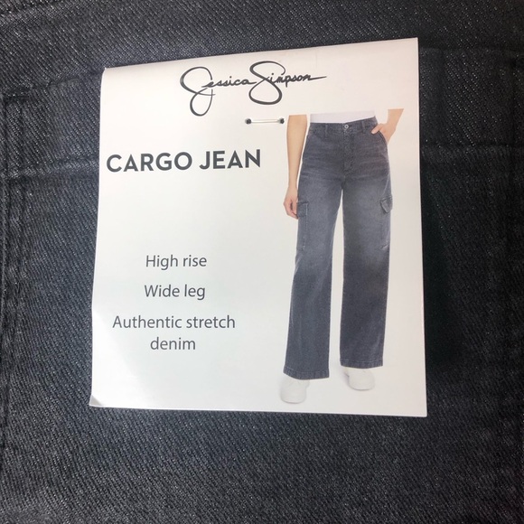 Jessica Simpson Cargo Wide Leg Jean Women Sz 6 29X31 Washed Black High Rise NWT - Picture 8 of 10